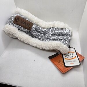 Screamer VAIL Wool Knit Headband White Charcoal Ear‎ Warmer NWT Skiing Resort